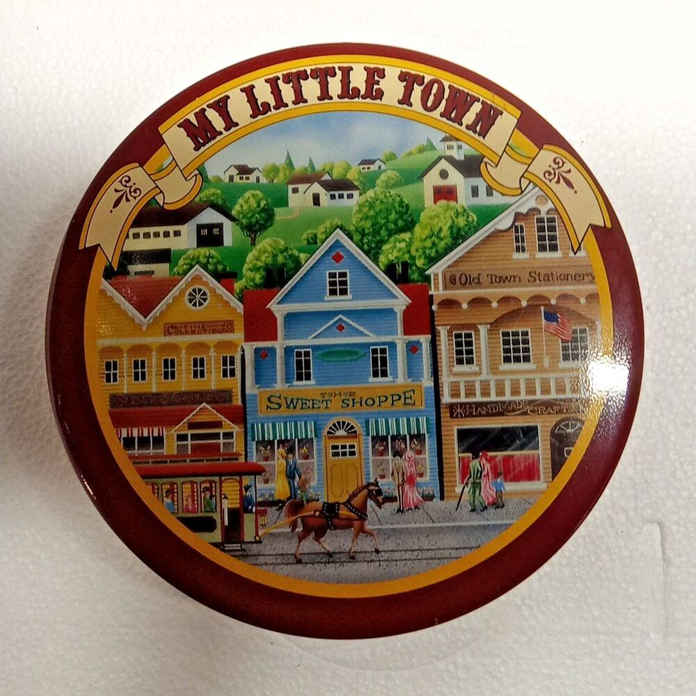 My Little Town Round Cookies Tin Empty